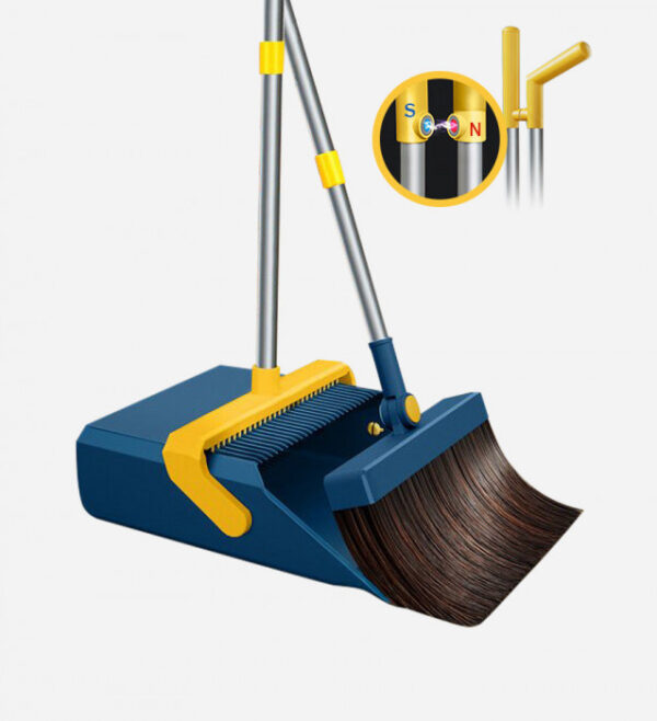 Broom and Windproof Dustpan with Adjustable Handle