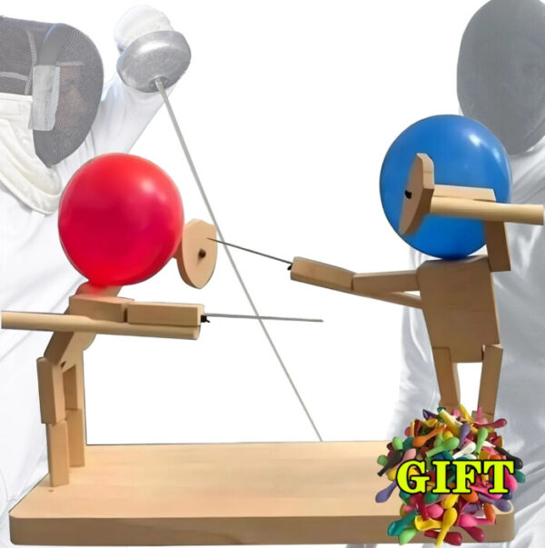 Balloon Bamboo Man Battle Wooden Bots Battle Game Two-Player Fast-Paced - Image 2