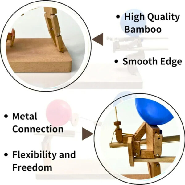 Balloon Bamboo Man Battle Wooden Bots Battle Game Two-Player Fast-Paced - Image 3